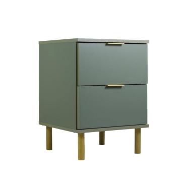 Imagem de Mesa de Cabeceira Ditália 2 Gavetas Dm-125 Verde Oliva