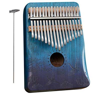 Imagem de Kalimba de 17 teclas, piano de dedo marimba, instrumento de piano de polegar para amantes de música, com martelo de afinação, melhor presente para seu amante (18 cm x 13 cm) azul gradiente