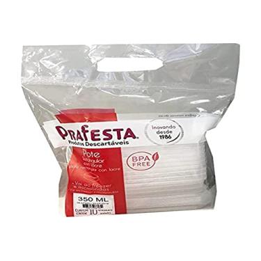 Imagem de Pote Descartável, Prafesta, 350 ml, Quadrado, Tampa Com Lacre, Pacote com 10