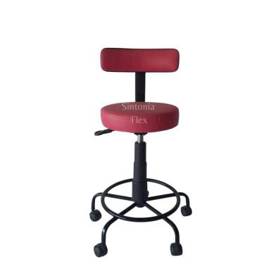 Imagem de Cadeira Mocho podologo com regulagem de altura estrela de ferro  apoio de pé  com rodízio corano rosa