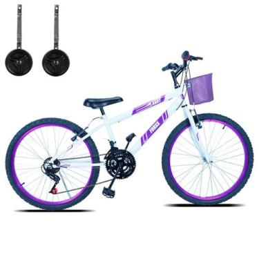 Imagem de Bicicleta Infantil Aro 24 Com Cestinha E Rodinhas 18 Marcha - Forss