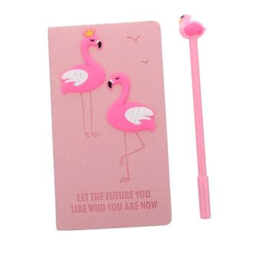 Imagem de HAPINARY Caderno Flamingo Diário e Caneta Diário De Viagem Presente De Viagem Caderno De Viajantes Bloco De Notas Diário Do Flamingo Cadernos Rosa Aluna Definir Desenho Animado Papel