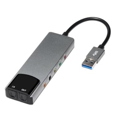 Imagem de Placa de som externa USB 5.1 canais SPDIF adaptador de placa de som de áudio óptico para PC, laptop, desktop