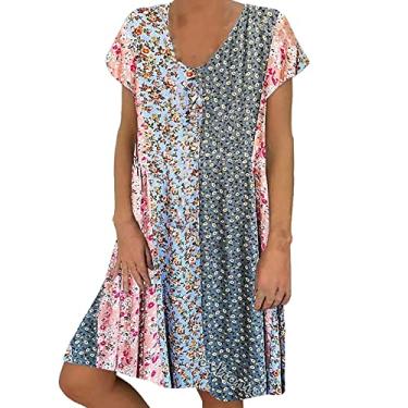 Imagem de Vestido de verão feminino de manga curta plus size mini vestido rodado Y2K vestido boutique vestido formal confirmação, rosa, 3G