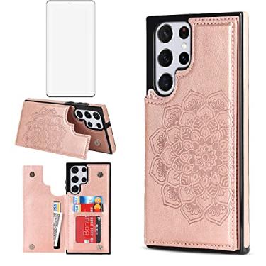 Imagem de Asuwish Capa de celular para Samsung Galaxy S24 Ultra 5G com protetor de tela de vidro temperado e carteira de couro com suporte para cartão de crédito, acessórios para celular S24Ultra 24S S 24
