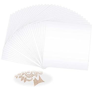 Imagem de JAPCHET 50 folhas de estêncil PET em branco de 30 x 30 cm, folhas de acetato de 10 mm, material de molde de folhas de papel Mylar grandes, faça seu próprio estêncil para corte a laser de vinil