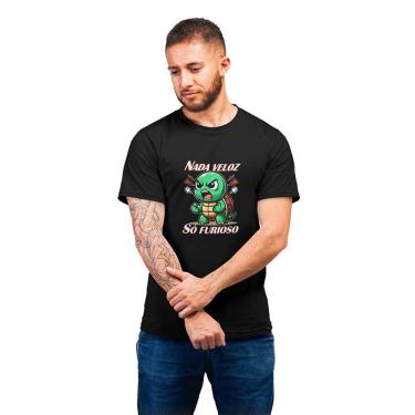 Imagem de Camiseta Masculina Nada Veloz Só Furioso Tartaruga Engraçada