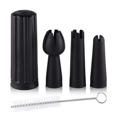 Imagem de Sivaphe Peças de reposição para chantilly, pontas de decoração de chantilly e cartucho de gás preto, pontas de cabeça de dispensador de chantilly com suporte de carregador