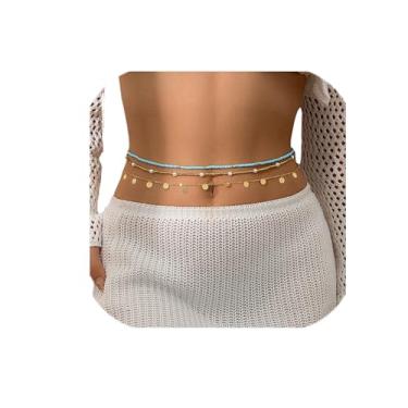 Imagem de QFSH Correntes de cintura com pérolas em camadas, corrente de barriga com contas boho, para mulheres, sexy, praia, pérolas, biquíni, bijuteria, contas africanas, cintura acessórios de joias (cor: 2),