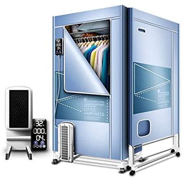 Imagem de Secador de roupas aquecido inteligente, guarda-roupa portátil dobrável de 3 camadas com rodas, guarda-roupa doméstico independente, configuração de tempo de 360 ​​minutos