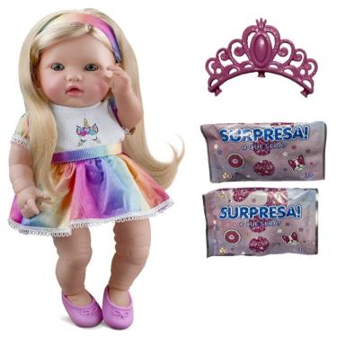 Imagem de Bebê Reborn Boneca Menina Princesa Unicórnio Com 2 Surpresas