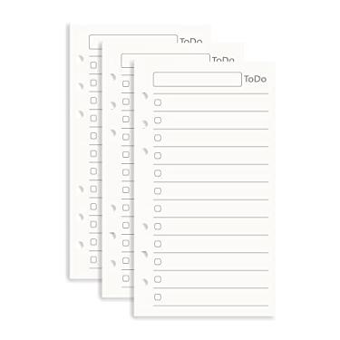 Imagem de Refil de papel A6, pacote com 3 enchimentos de fichário, 6 furos, enchimento perfurado para planejador, 135 folhas/270 páginas, papel de fichário recarregável para planejador A6 (A6, lista de tarefas)