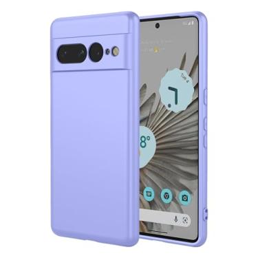Imagem de EUAGVQY Capa para Pixel 7 Pro Google 7 Pro, capa de silicone líquido com proteção total de microfibra macia, antiarranhões, à prova de choque, capa protetora para Google Pixel 7 Pro, roxa
