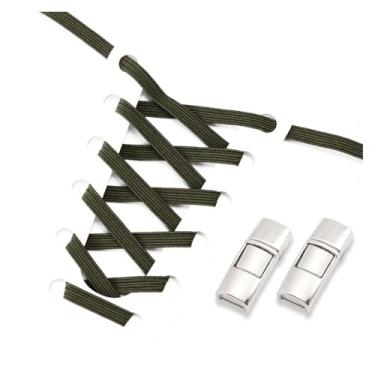 Imagem de No Tie Shoe Laces Men And Women Sneakers Metal Lock Lazy People Shoelace Elastic Shoelaces Shoe Accessories(Army green)