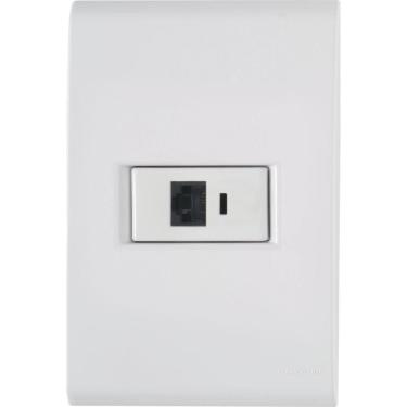 Imagem de Conjunto 4x2 Com 1 Tomada Rj45 Cat. 6 Tramontina Liz Branco