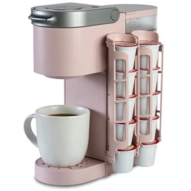 Imagem de STORAGENIE Suporte de cápsulas de café para Keurig, armazenamento lateral de copo K, perfeito para balcões pequenos (2 fileiras/para copos de 10 K, rosa)