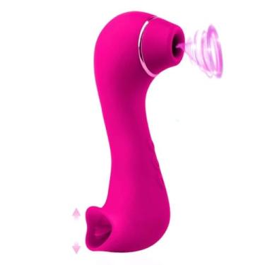 Imagem de Vibrador Feminino 2 em 1 Estimulador de Clitóris e Mamilos com Função de Sucção e Lambida 20 Níveis de Prazer