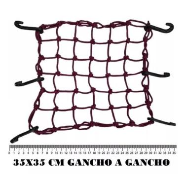 Imagem de Rede Elástica Aranha Moto Bagageiro Baú Redinha Vinho 35x35 Gancho A G