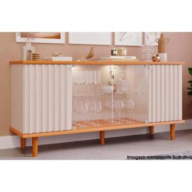 Imagem de Buffet de Sala Jantar Janice 4 Portas c/ Vidro Cinamomo/Off White - Ci