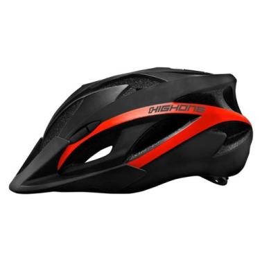 Imagem de Capacete Ciclismo MTB High One Win Preto/Vermelho C/ Luz, M, Preto