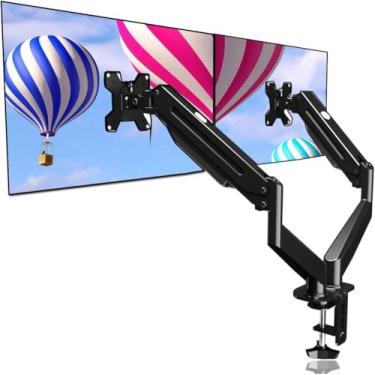 Imagem de Suptek Suporte para monitor duplo com mola a gás ajustável, suporte de mesa para 2 telas de computador de 17 a 81 cm - cada braço comporta até 10 kg, preto (MD8SP)