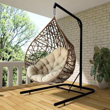 Imagem de Cadeira Balanço Ninho Suspenso Gota Tramado com Almofada Impermeável -