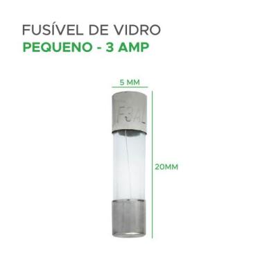 Imagem de 100x Fusível De Vidro 5x20 Pequeno Kit Com 100 Peças 3 Amp - GREEN, 04