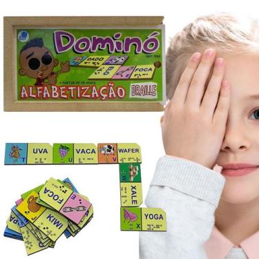 Imagem de Dominó de Alfabetização Braille Brinquedo Infantil em MDF - Simque