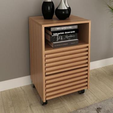 Imagem de Gaveteiro com Rodízios 2 Gavetas Ripado Me4175 Amêndoa Tecnomobili - T