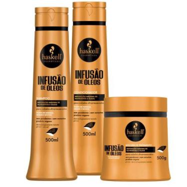 Imagem de Kit Infusão de Óleos Haskell Shampoo + Cond. + Máscara 500ml