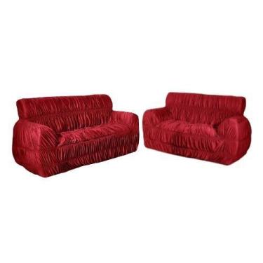 Imagem de Capa de Sofá 21 Elásticos 2 e 3 Lugares Tamanho King Vermelho - LOVE4H