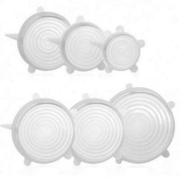 Imagem de Kit 6 tampas de silicone transparente para potes e panelas - DASSHAUS 