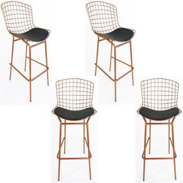 Imagem de Kit 4 Banquetas BERTÓIA cobre assento preto tubular altura 70cm - Polt