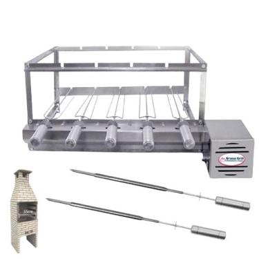 Imagem de Brasa Grill Tradicional Gira 5 Espetos para Churrasqueira Pré Moldada 