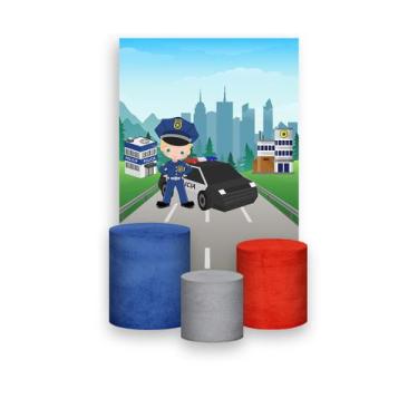 Imagem de Painel De Festa Vertical 1,50 x 2,20 + Trio De Capas Cilindro - Polici