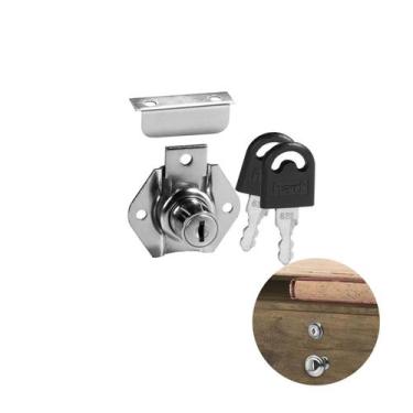 Imagem de Fechadura Batente Gavetas E Portas de Móveis Tambor 17x31mm Chave Fixa