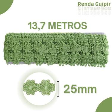 Imagem de Renda Guipír Verde Água - 25Mm Rolo Com 13,7 Metros - Chl207 - Nybc