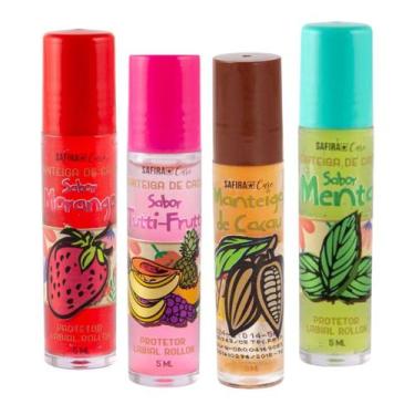 Imagem de Kit 4 Brilho Protetor Labial Líquido Sabor Frutas Safira - SAFIRA COSM