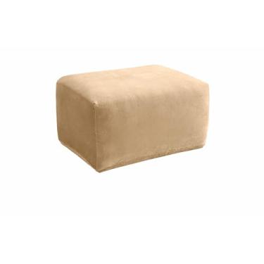 Imagem de SureFit Home Décor SF45541 Capa de almofada de pique, tamanho grande, capa de otomana, ajuste elástico, poliéster/elastano, lavável na máquina, uma peça, cor creme