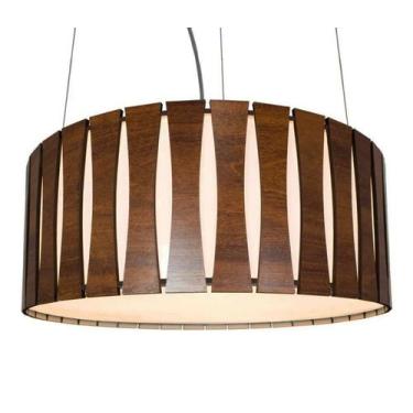 Imagem de Lustre de Madeira Redondo Detalhado Imbuia - My Lamp Store