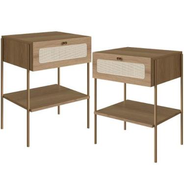 Imagem de Kit 02 Mesas de Cabeceira 01 Gaveta com Telinha Industrial Indy A03 Ha