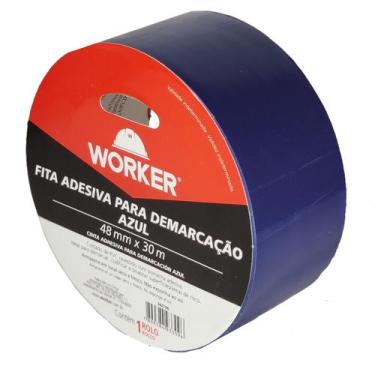 Imagem de Fita demarcacao de solo adesiva azul 48mmx30m worker