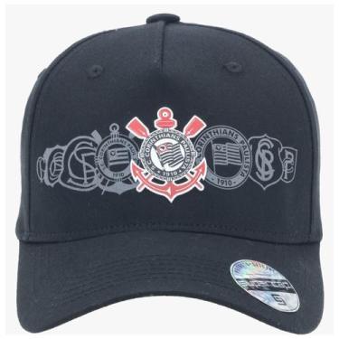 Imagem de Boné Corinthians Silk Frontal Preto Supercap Símbolos