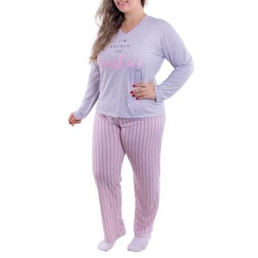 Imagem de Pijama PLUS SIZE feminino de inverno PV especial Victory, 48, Cinza