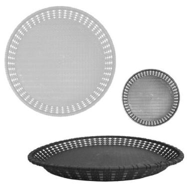 Imagem de Kit 3 Bandejas de Plástico Redonda Rattan Para Servir - Fwb