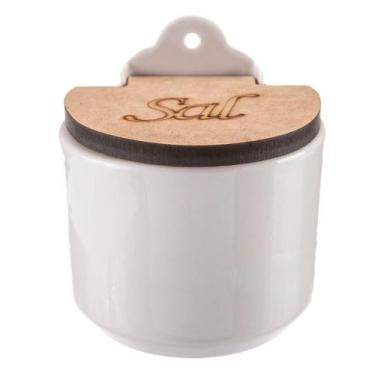 Imagem de Pote Saleiro Porcelana Médio Com Tampa 12 cm - Maryland Decor