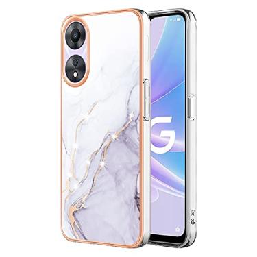 Imagem de Dinglijia Capa para Oppo A78 5G, capa A58 5G, TPU macio + padrão de mármore IMD, design fino, proteção aprimorada para câmera e tela, capa feminina para Oppo A78 5G (não serve para A78 4G), branco