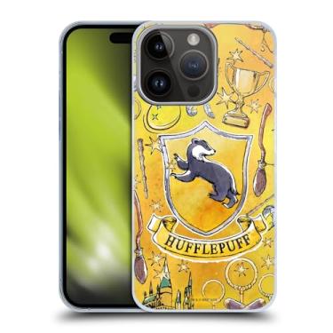 Imagem de Head Case Designs Capa rígida oficialmente licenciada com estampa Harry Potter Hufflepuff Relíquias da Morte XIII compatível com Apple iPhone 15 Pro