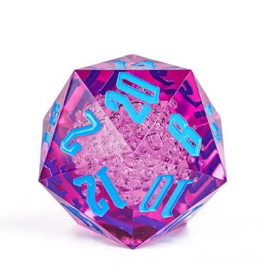 Imagem de Poludie 55mm 20 Sided DND Dice, Giant D20 D&D Polyhedral Dice Large D20 with Die Gift Box for Dungeons and Dragons, RPG Table Games (Transparent Purple Bubbles)