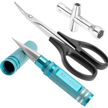 Imagem de RC Hole Puncher Reamer with Sleeve and Curved Trimming Scissor Small Cross Wrench Universal Tool Set for RC Car Truck Bodyshell Boat Airplane Body Shell